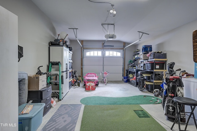 garage with a garage door opener