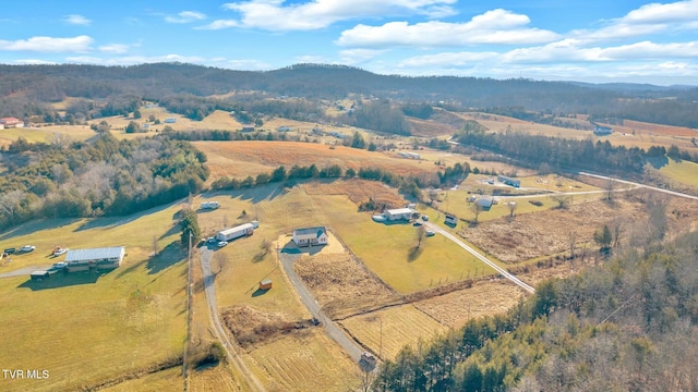 aerial view featuring a rural view