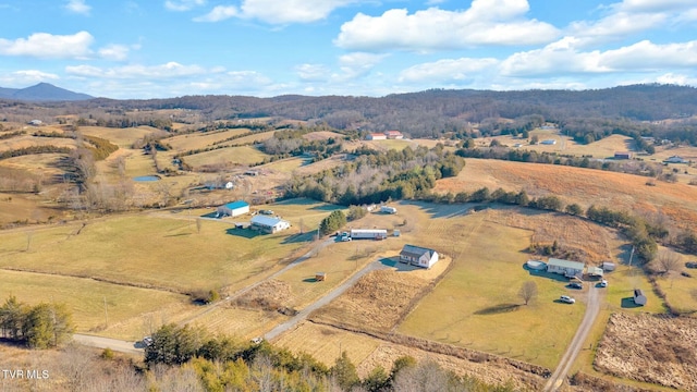 aerial view with a rural view and a mountain view