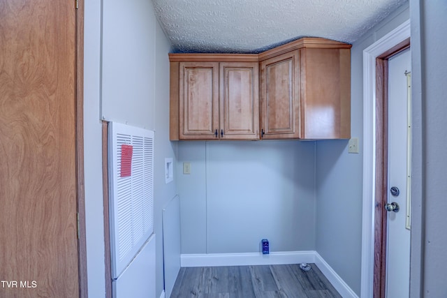 252 Scott Ln, Blountville, TN 37617 - clothes washing area with wood finished floors, cabinet space, a textured ceiling, and washer hookup