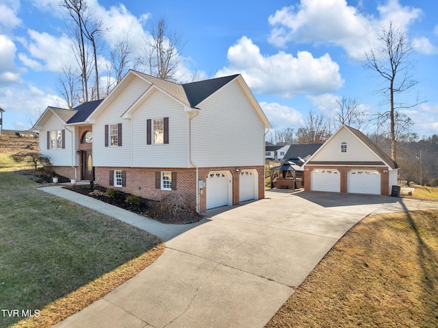 view of side of property with a yard