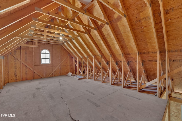 view of unfinished attic