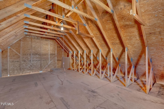 view of unfinished attic