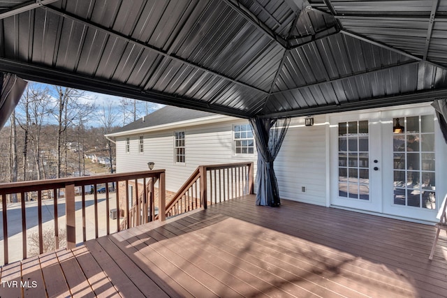 wooden deck with french doors