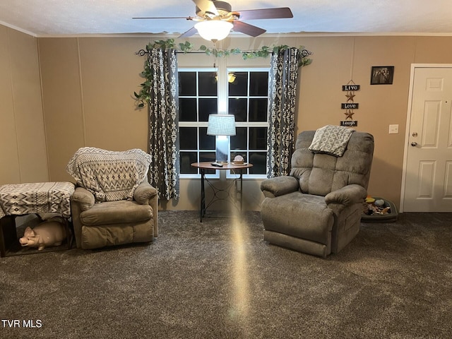 sitting room with ceiling fan