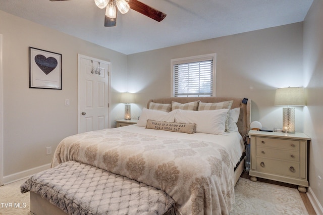 bedroom featuring ceiling fan