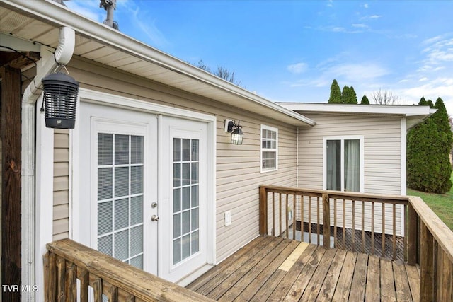 wooden deck with french doors