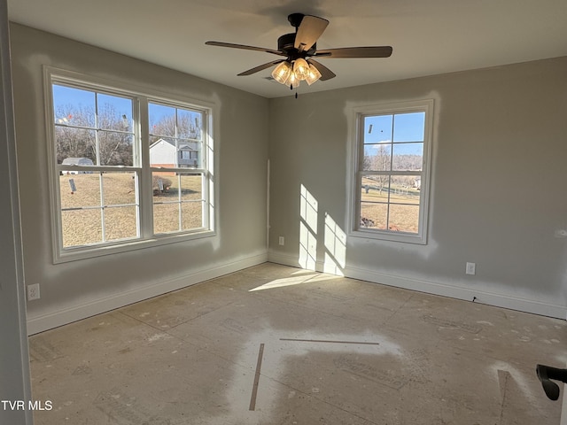 spare room featuring ceiling fan