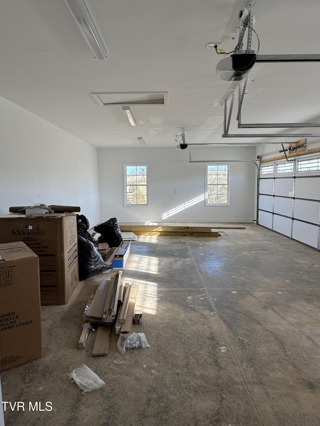 garage with a garage door opener