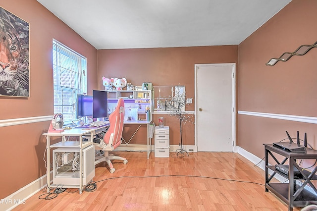 office area featuring wood-type flooring