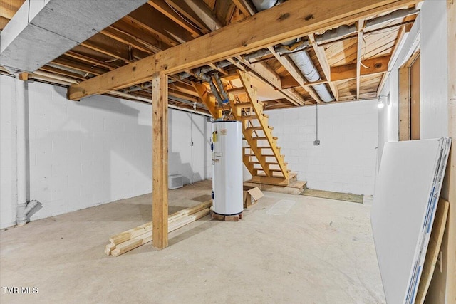 520 Heritage Ln, Jonesborough, TN 37659 - unfinished below grade area with water heater and stairway