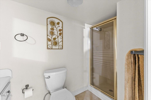 520 Heritage Ln, Jonesborough, TN 37659 - bathroom with toilet, a shower stall, baseboards, and tile patterned floors