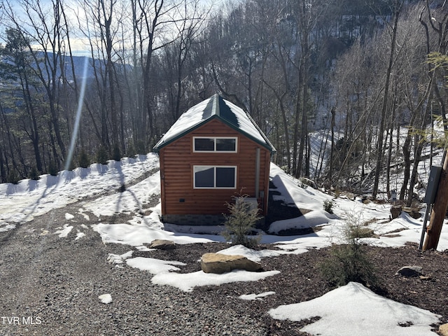 view of snow covered exterior