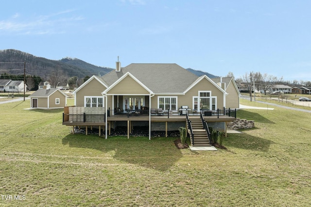 132 Hamilton Rd, Elizabethton, TN 37643 - back of house with a deck with mountain view and a lawn