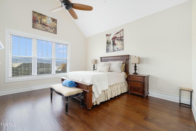 132 Hamilton Rd, Elizabethton, TN 37643 - bedroom featuring dark hardwood / wood-style flooring, lofted ceiling, and ceiling fan