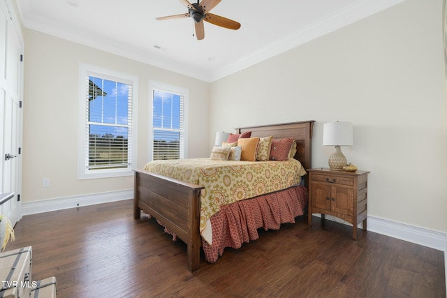 132 Hamilton Rd, Elizabethton, TN 37643 - bedroom with crown molding, ceiling fan, and dark hardwood / wood-style flooring