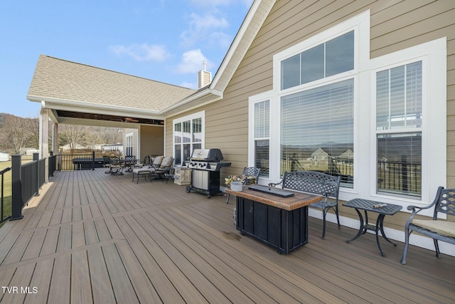 132 Hamilton Rd, Elizabethton, TN 37643 - wooden terrace featuring area for grilling and an outdoor fire pit