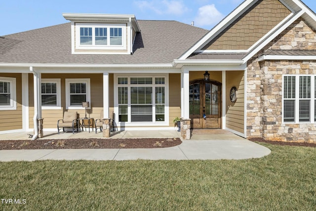 132 Hamilton Rd, Elizabethton, TN 37643 - rear view of property with a yard, french doors, and a porch