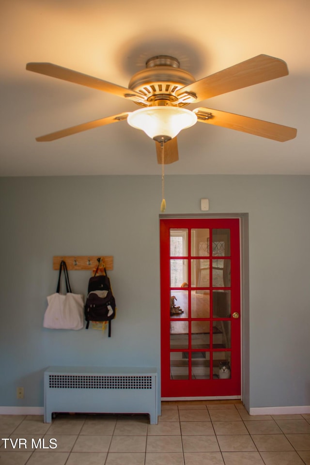 details with radiator and ceiling fan