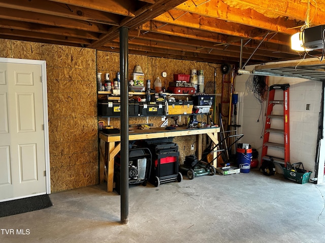 interior space with a workshop area