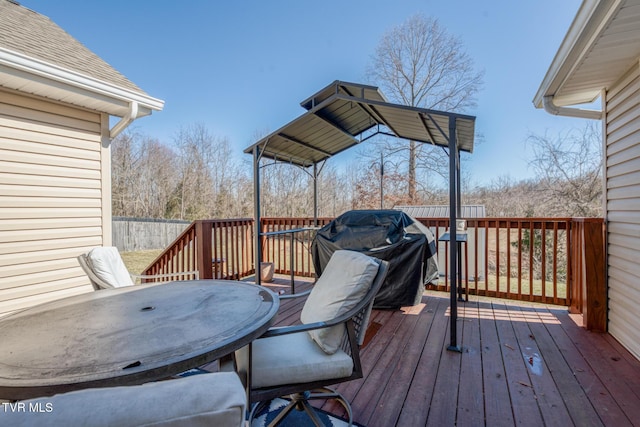 deck featuring grilling area