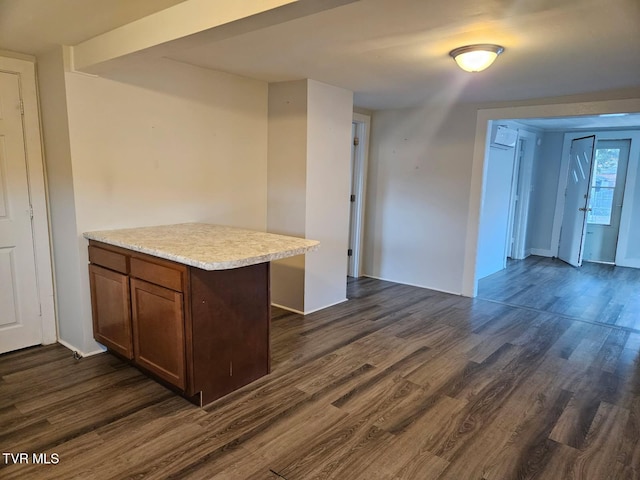 kitchen with dark hardwood / wood-style floors