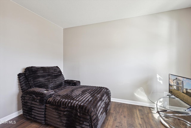 living area with dark hardwood / wood-style floors