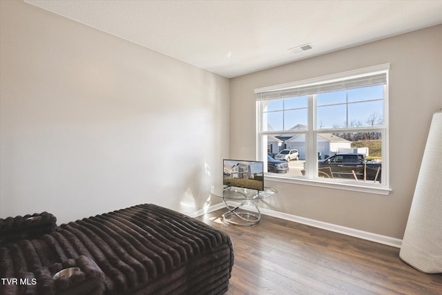 living area featuring dark hardwood / wood-style flooring