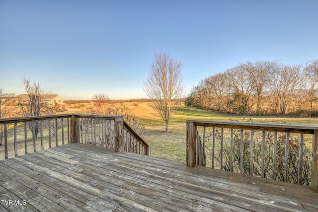 deck featuring a rural view