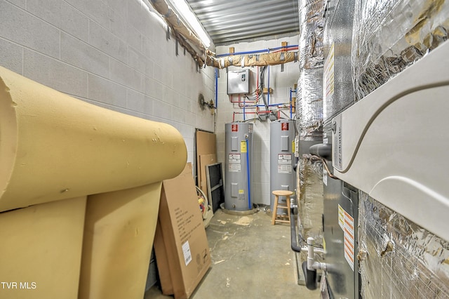 utility room with electric water heater