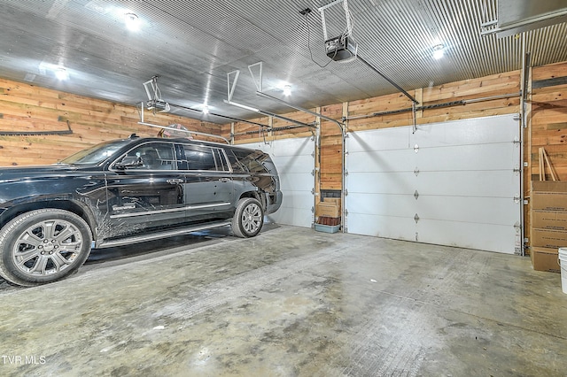 garage with a garage door opener