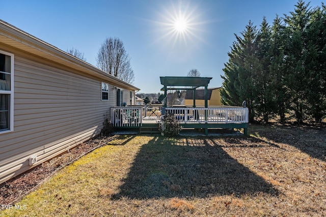 view of yard featuring a deck