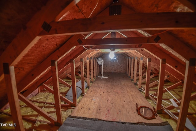 view of unfinished attic