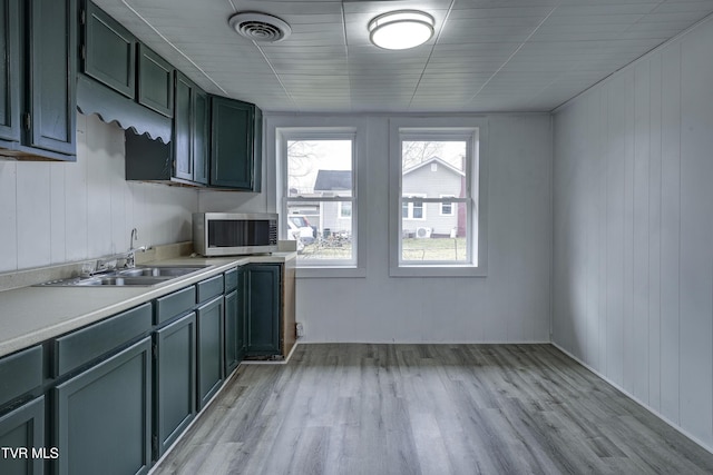 kitchen with sink and light wood-type flooring