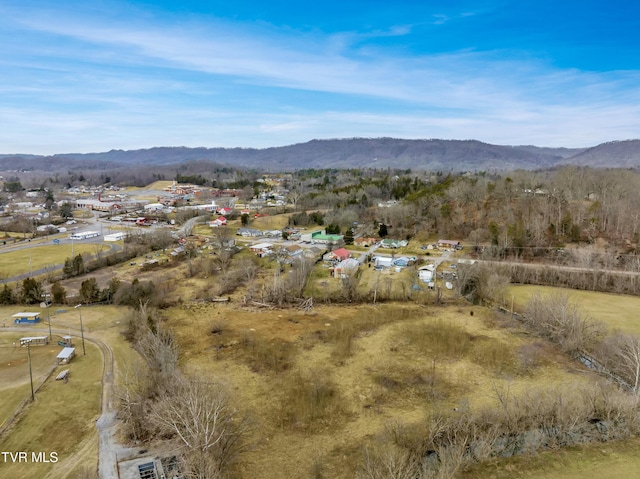 drone / aerial view with a mountain view