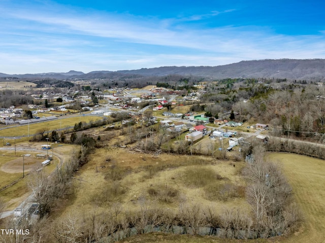 drone / aerial view with a mountain view