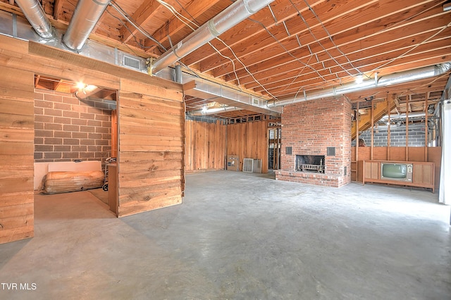 basement with wooden walls