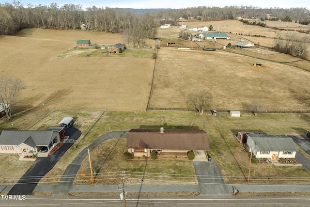 bird's eye view featuring a rural view