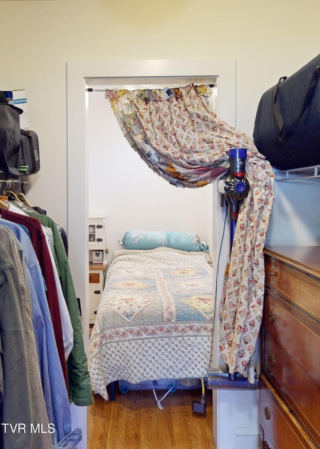 bedroom with wood-type flooring