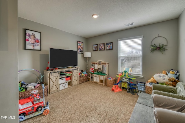 6758 Wildlife Cir, Piney Flats, TN 37686 - game room featuring carpet floors and a textured ceiling