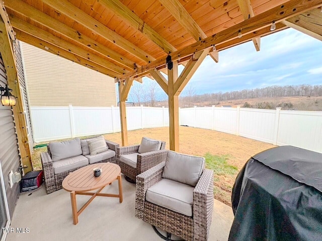 view of patio / terrace featuring area for grilling and an outdoor hangout area