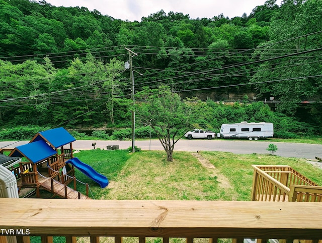 view of yard with a playground