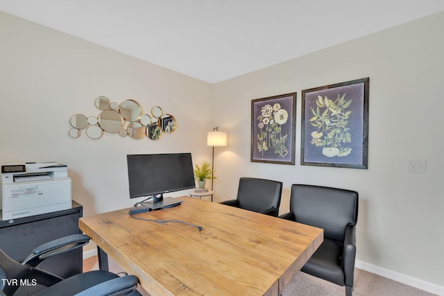 view of carpeted home office