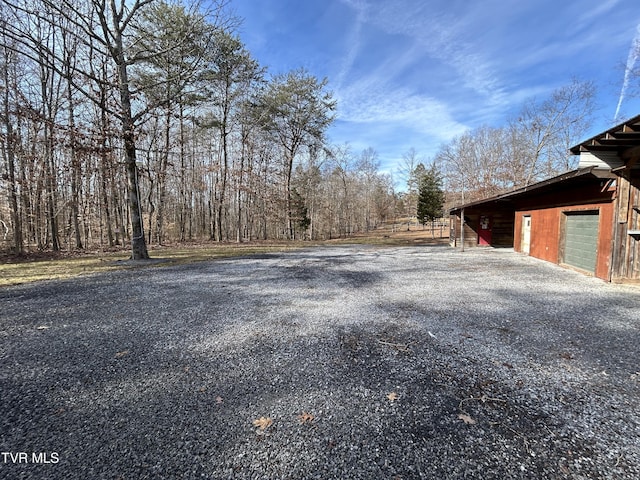 view of yard with a garage