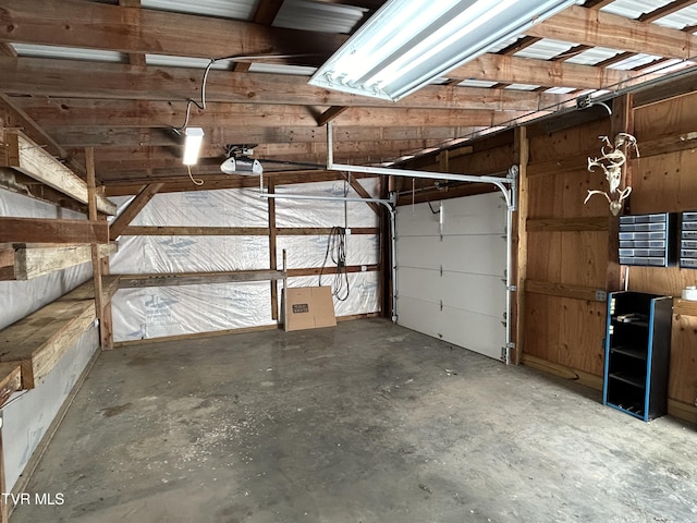 garage with a garage door opener