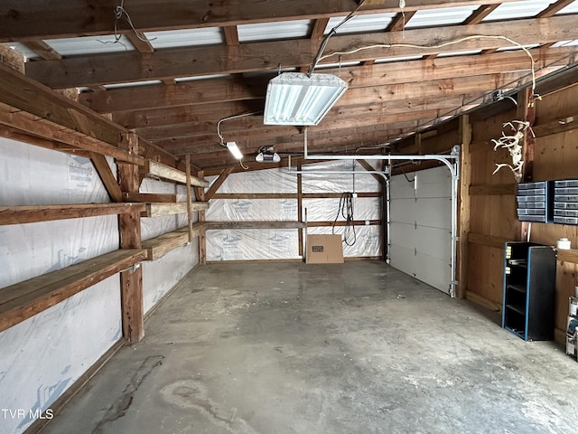 garage with a garage door opener