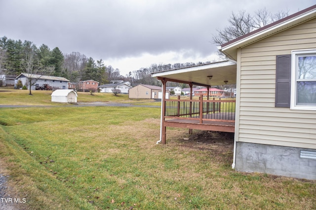 view of yard with a deck