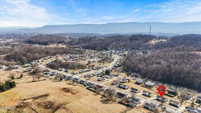 birds eye view of property with a mountain view