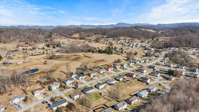 birds eye view of property with a mountain view