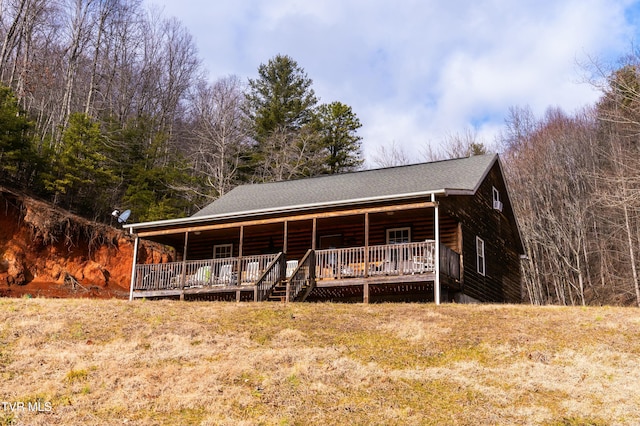 view of log home